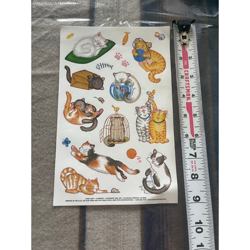 Current cats playing sticker sheet